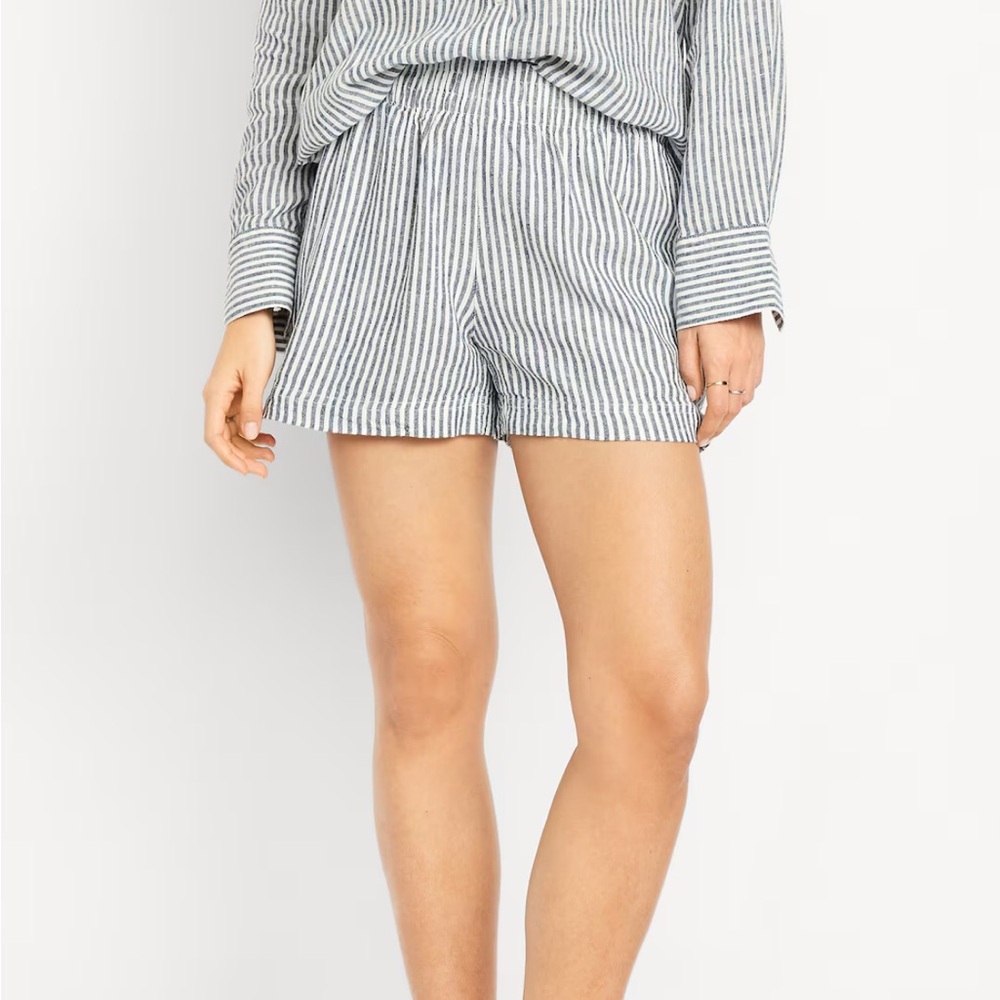 Old navy striped High-Waisted Linen-Blend Shorts -- 3.5-inch inseam